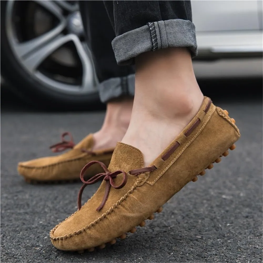 Men's Loafers Suede Vamp Moccasins Boat Shoes Anti-Slip Comfortable Resistant Flat Heel Flexible Prom Slip On