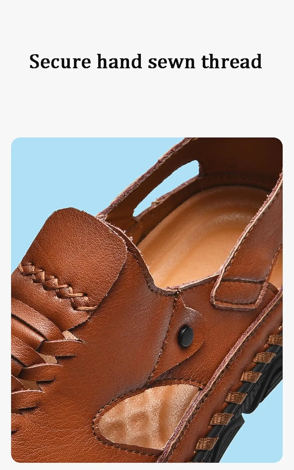Men's Sandals Leather Closed Toe Fisherman Sandals Casual Walking Sports Summer Beach Water Shoes