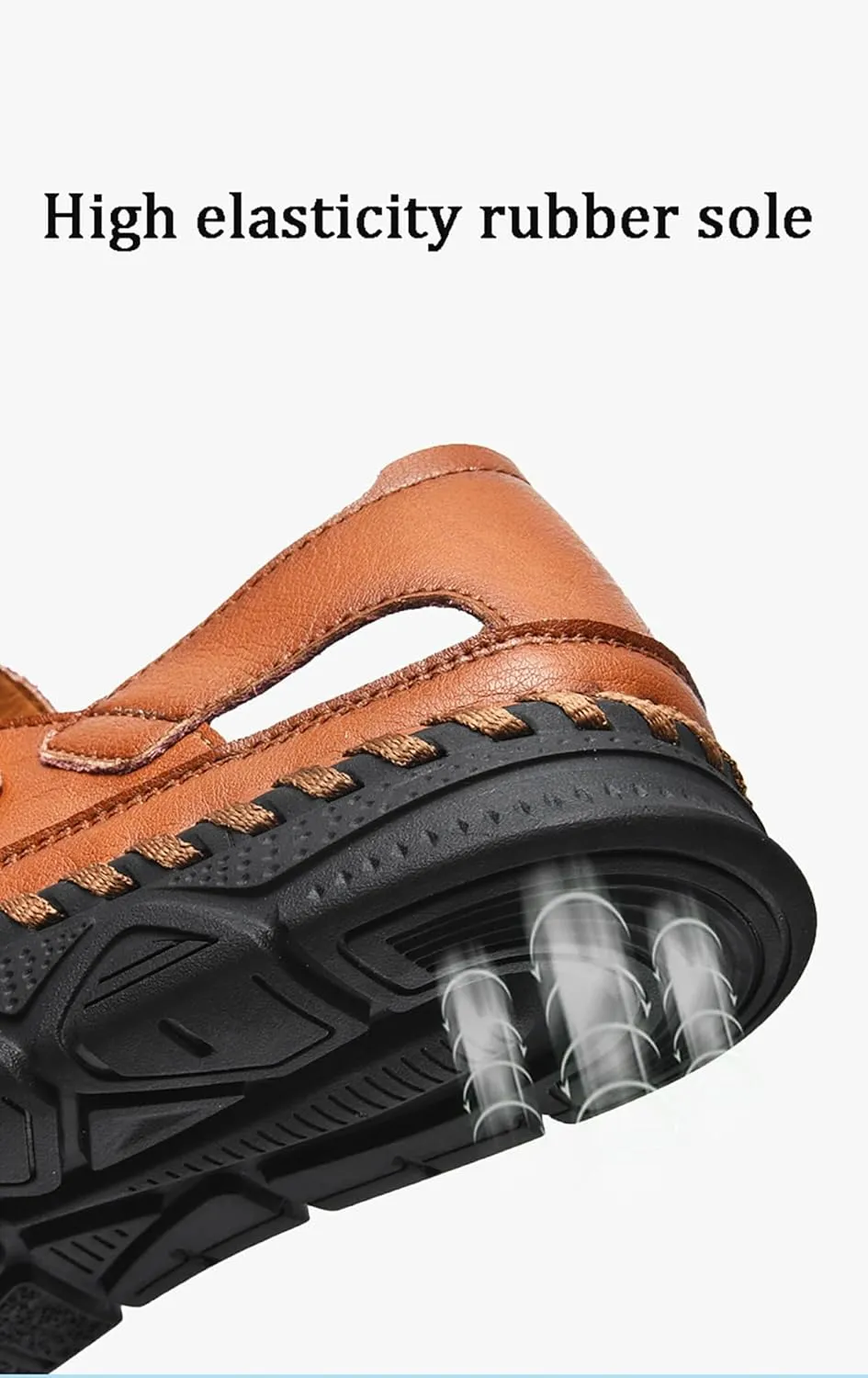 Men's Sandals Leather Closed Toe Fisherman Sandals Casual Walking Sports Summer Beach Water Shoes