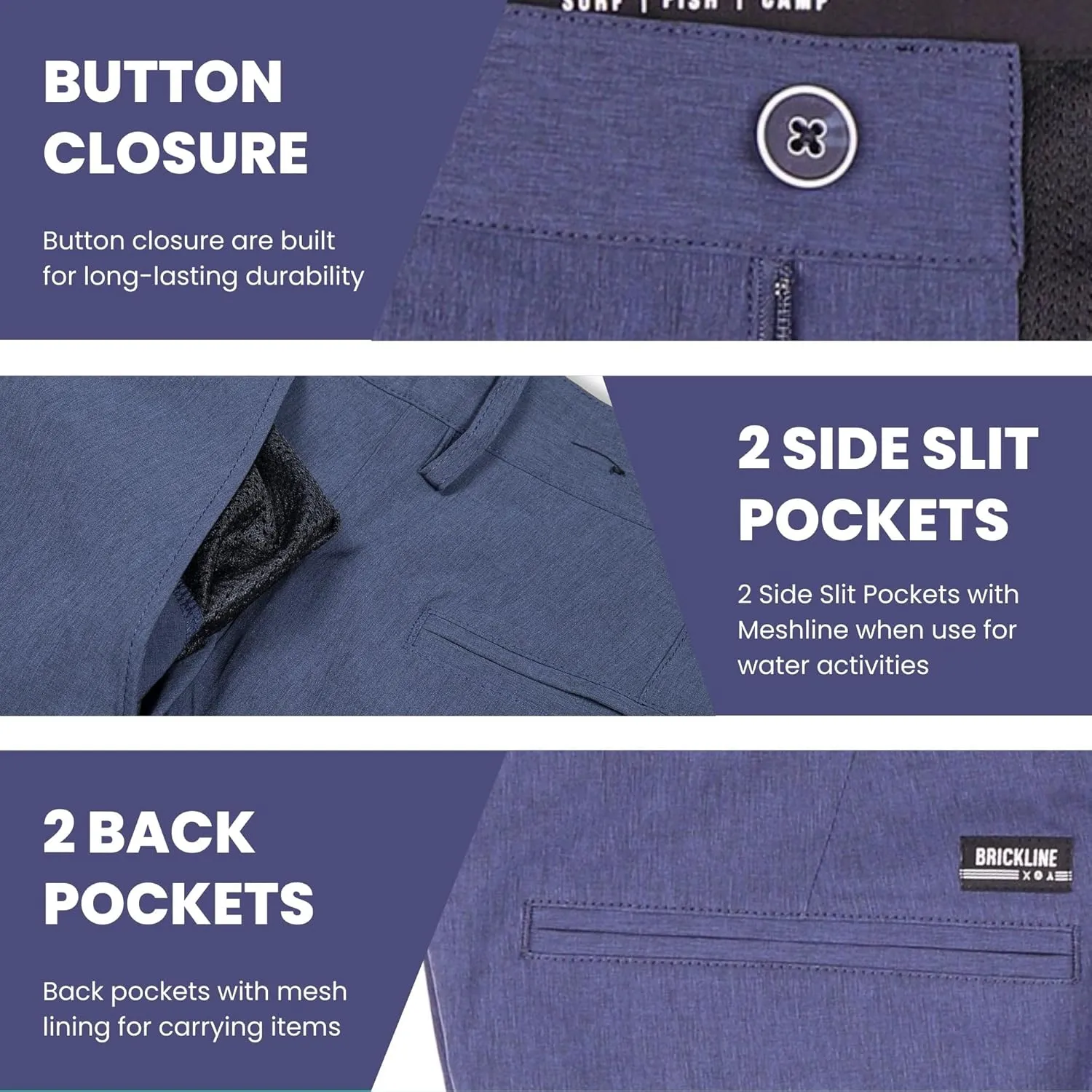 Mens Shorts for Men, Hybrid Casual Golf Dress Flat Front Quick Dry Stretch Board Shorts, Lightweight Chino Short
