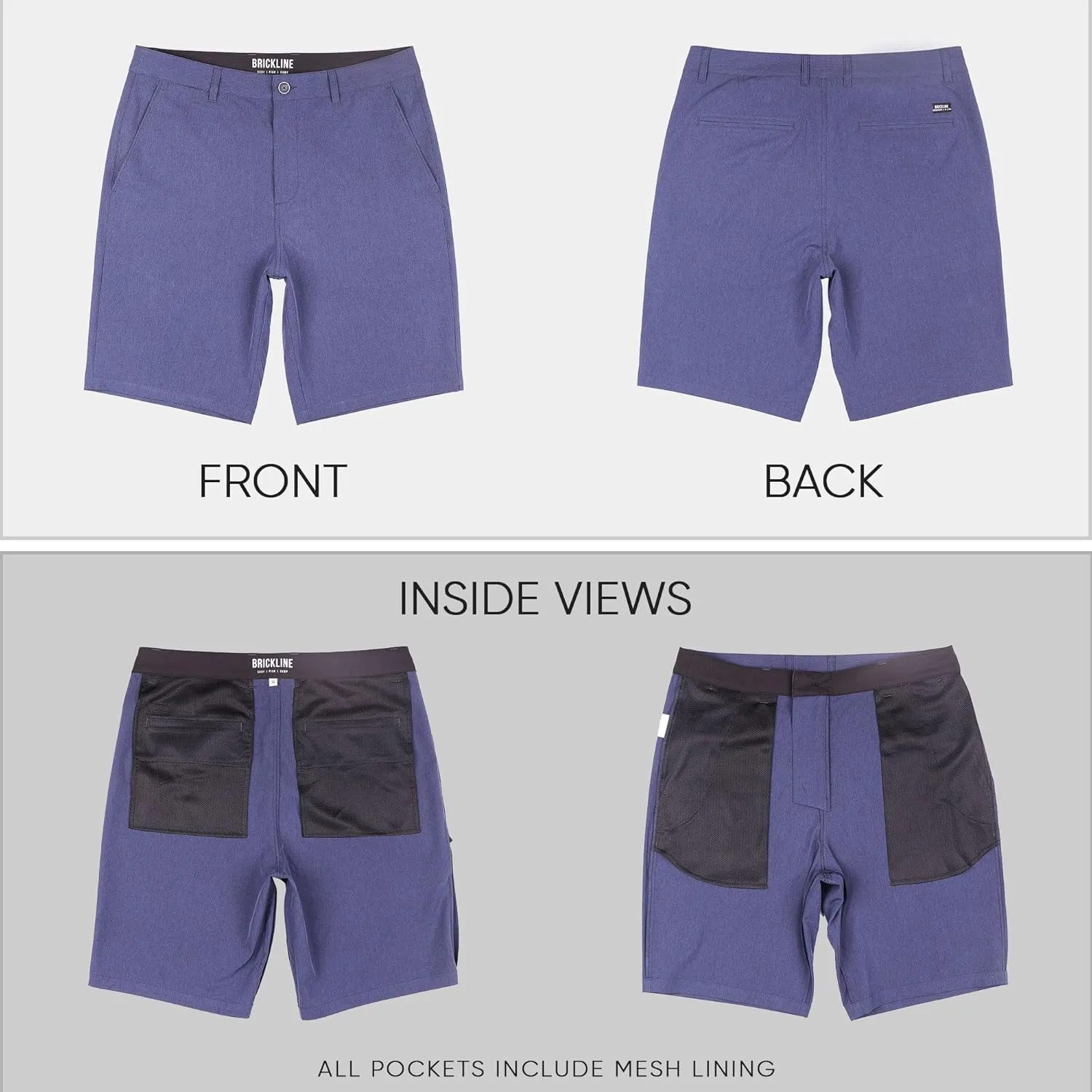 Mens Shorts for Men, Hybrid Casual Golf Dress Flat Front Quick Dry Stretch Board Shorts, Lightweight Chino Short