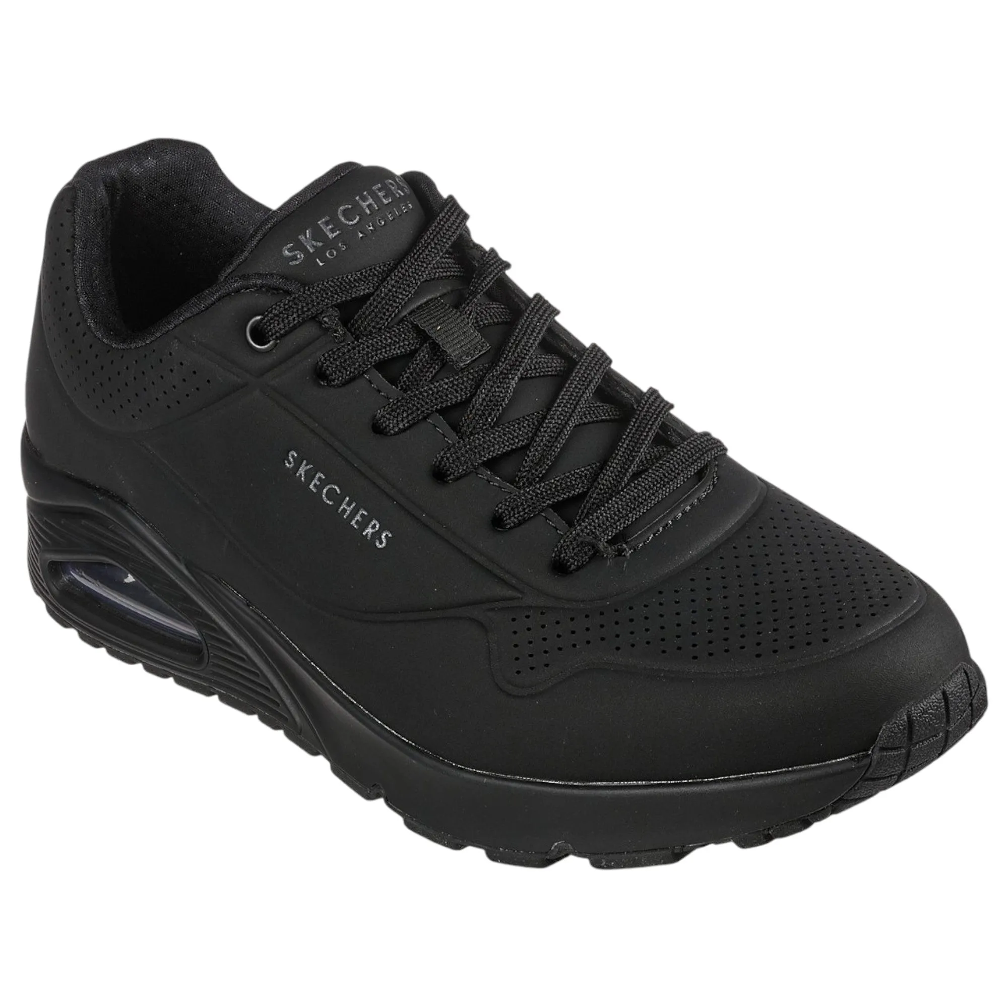 Mens Skechers Uno - Stand On Air Black/Black Sneaker Shoes