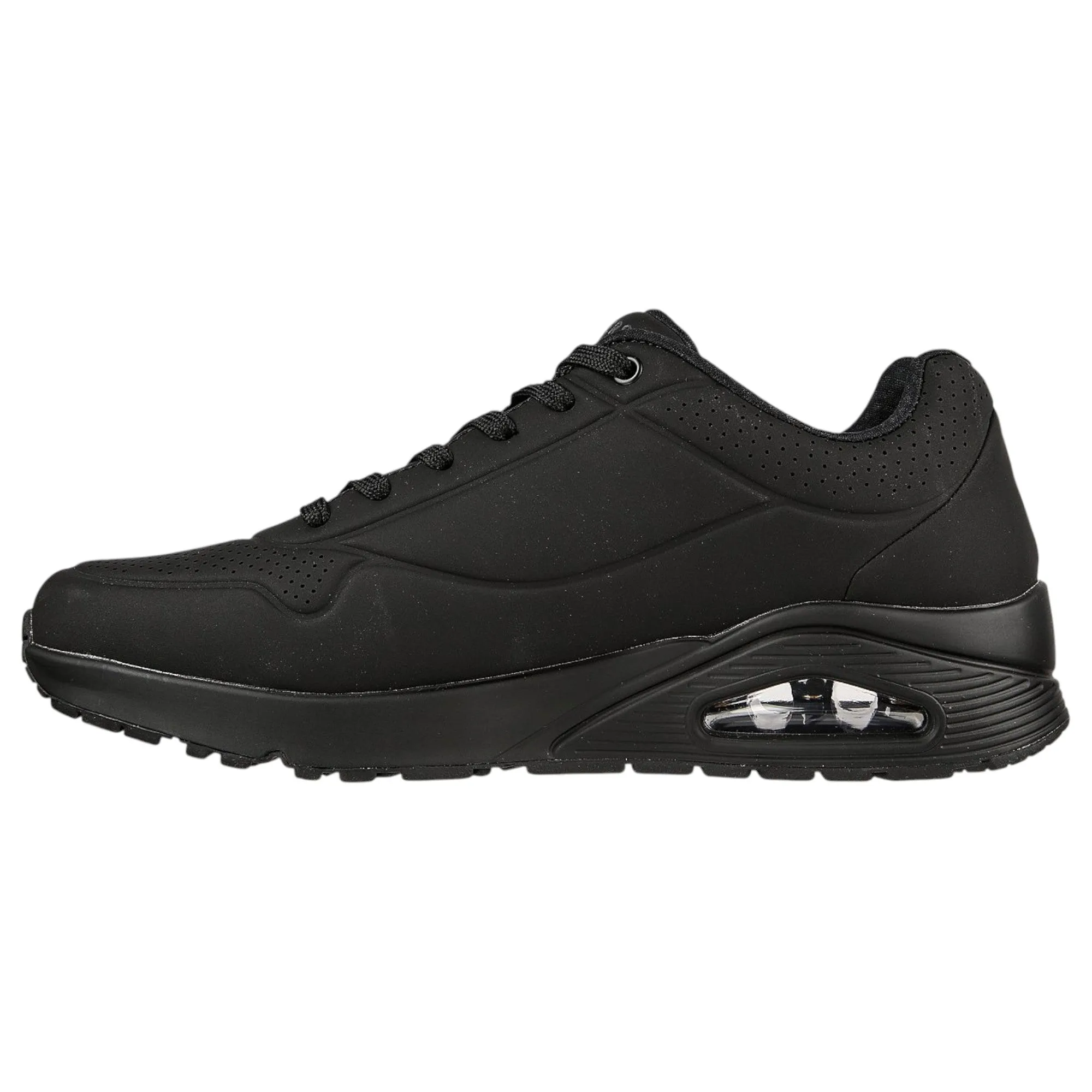 Mens Skechers Uno - Stand On Air Black/Black Sneaker Shoes