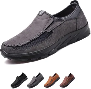 Mens Slip on Orthopedic Leather Loafer Casual Business Lightweight Walking Soft Driving Shoes Moccasin Daily Flats Sneakers