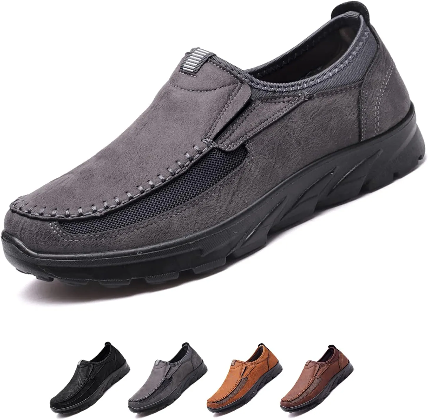 Mens Slip on Orthopedic Leather Loafer Casual Business Lightweight Walking Soft Driving Shoes Moccasin Daily Flats Sneakers