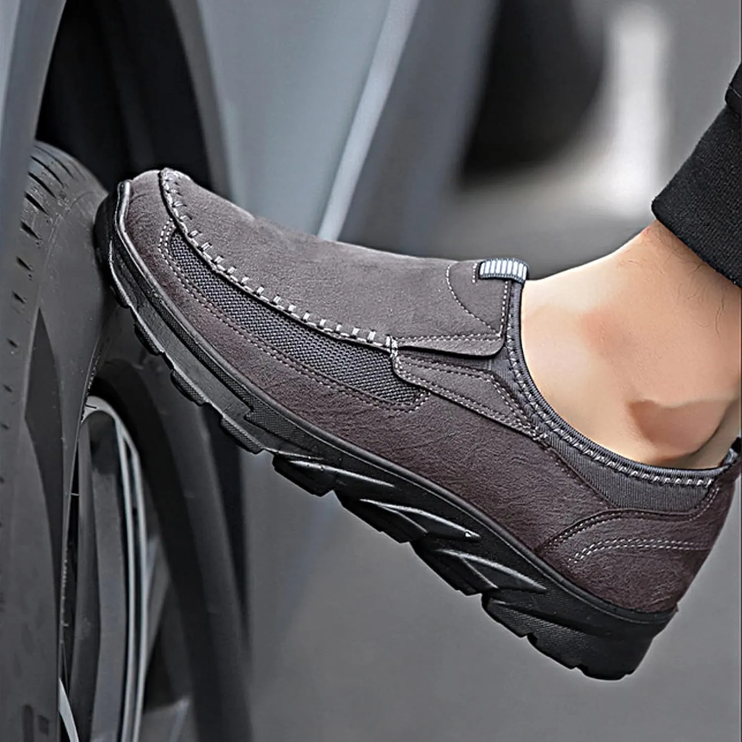 Mens Slip on Orthopedic Leather Loafer Casual Business Lightweight Walking Soft Driving Shoes Moccasin Daily Flats Sneakers