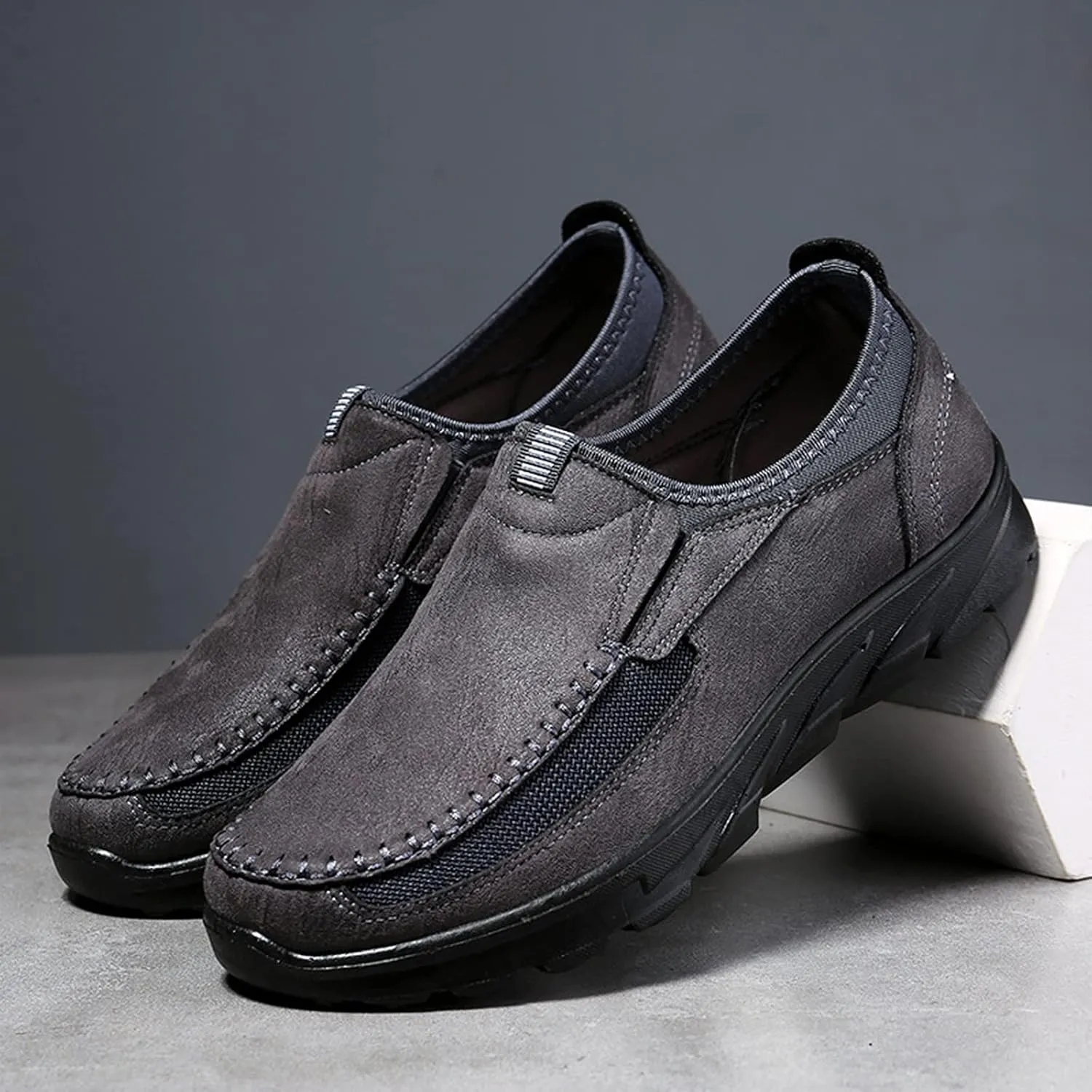 Mens Slip on Orthopedic Leather Loafer Casual Business Lightweight Walking Soft Driving Shoes Moccasin Daily Flats Sneakers