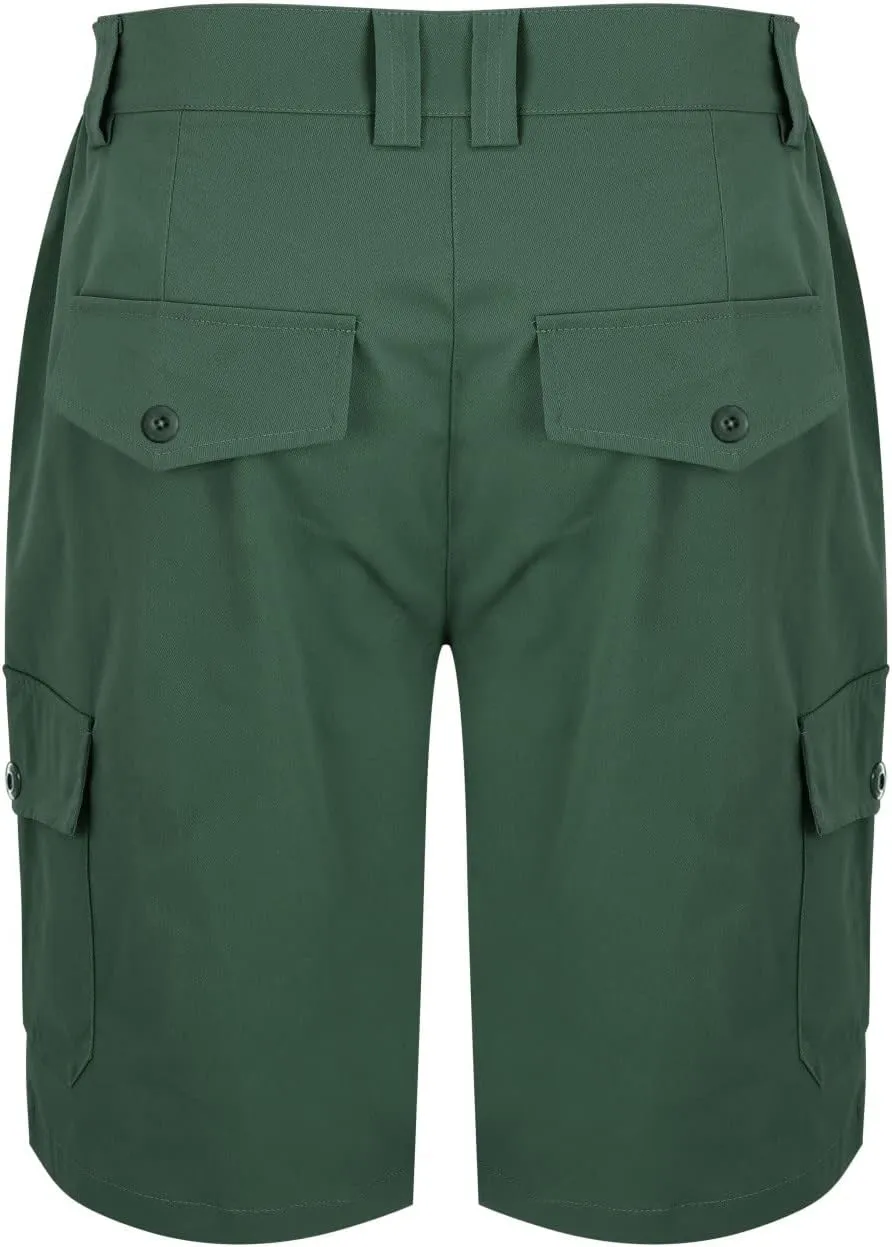 Mens Summer Cargo Shorts Classic Flat Front Chino Shorts Lightweight Twill Cotton Multi Pockets Casual Work Shorts