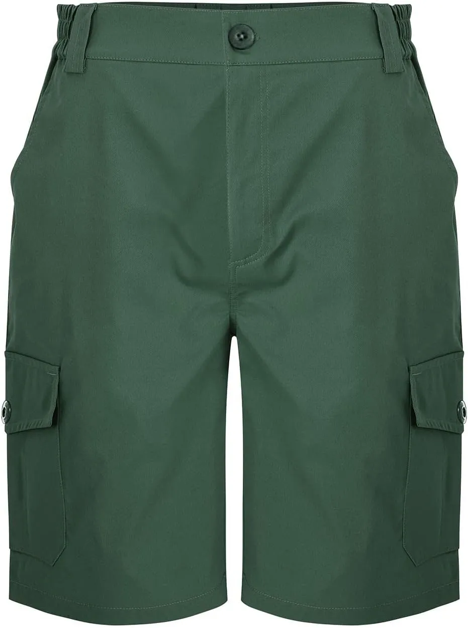 Mens Summer Cargo Shorts Classic Flat Front Chino Shorts Lightweight Twill Cotton Multi Pockets Casual Work Shorts