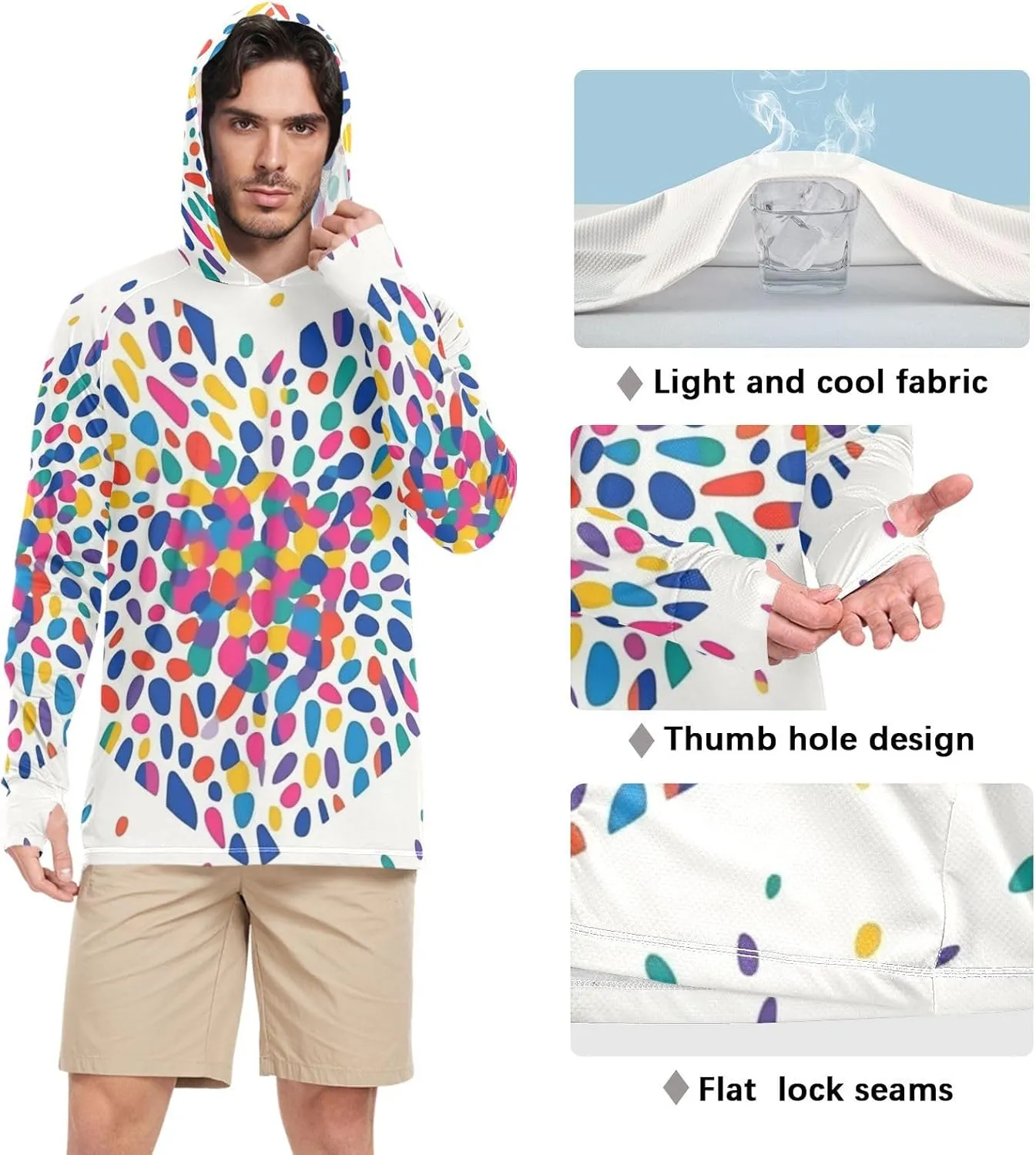 Mens Sun Protection Hoodie Long Sleeve Fishing Shirt UPF 50  Lightweight Rash Guard for Men Sailing Rash Guard