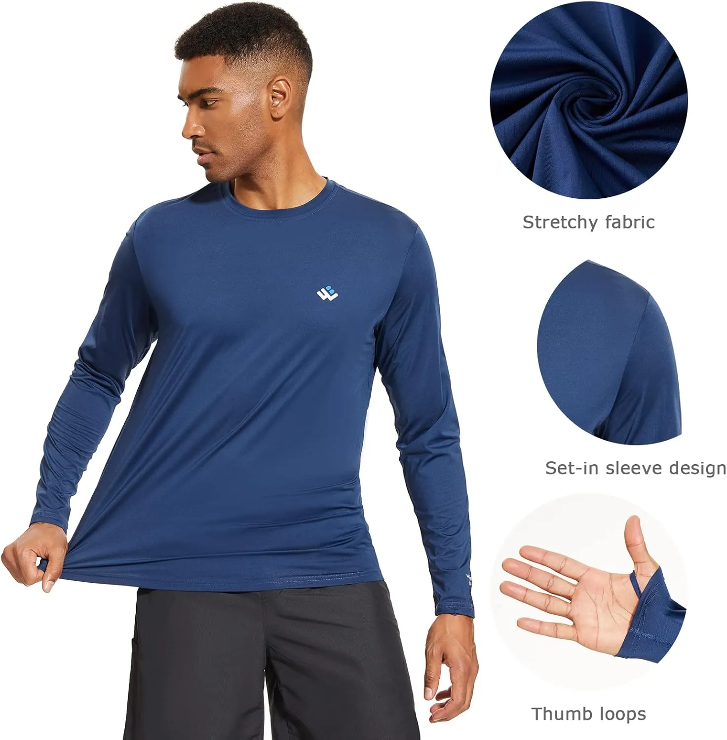 Men’s UPF 50  Lightweight Long Sleeve Casual T-Shirt Quick Dry UV Sun Protection for Outdoor Beach Hiking Fishing Exercise