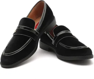 Mens Velvet Loafers, Men's Fashion Mens Dress Shoes Classic Loafers for Wedding Party Penny Dancing,Slip-On Flats Smoking Slippers Prom