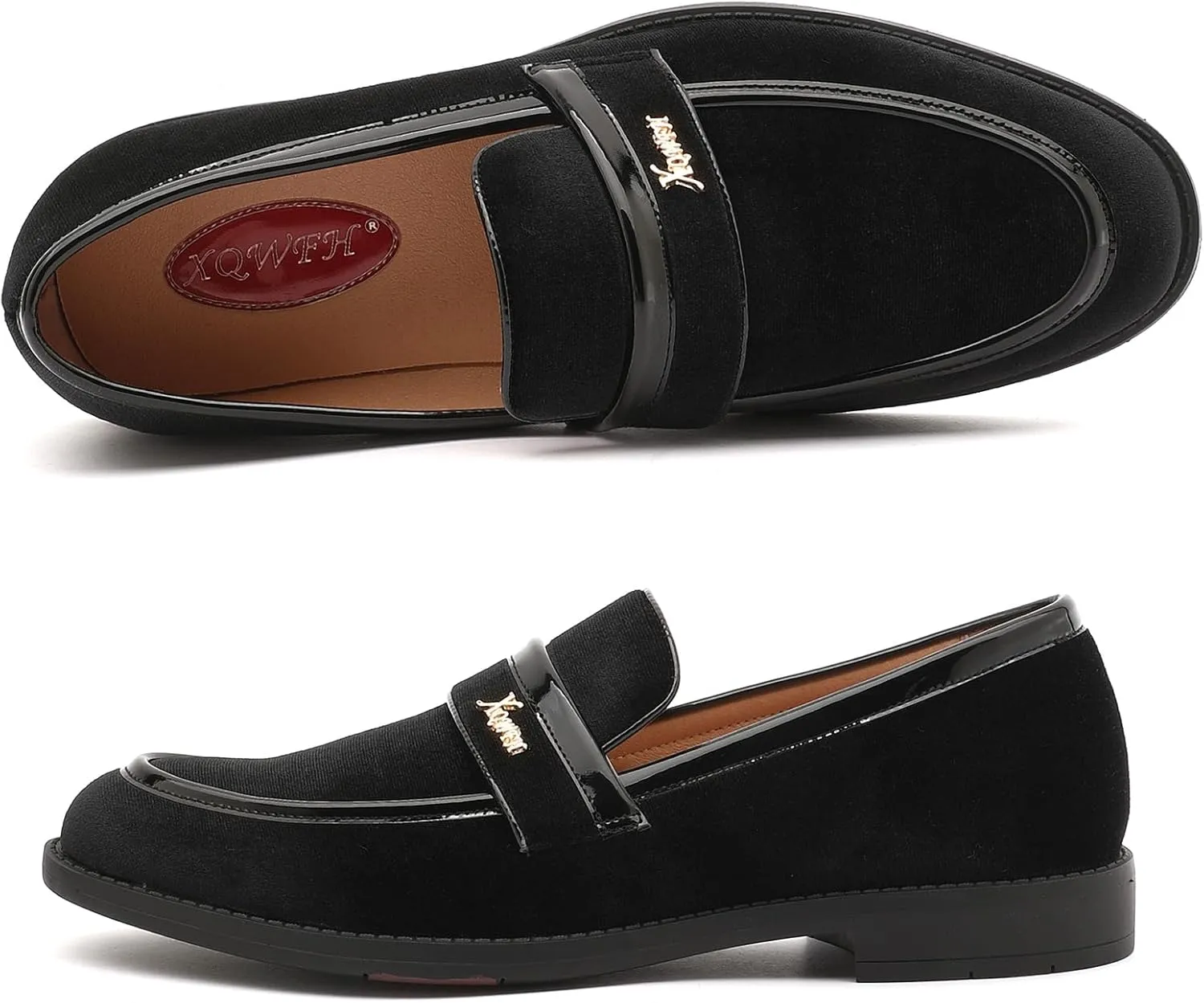 Mens Velvet Loafers, Men's Fashion Mens Dress Shoes Classic Loafers for Wedding Party Penny Dancing,Slip-On Flats Smoking Slippers Prom
