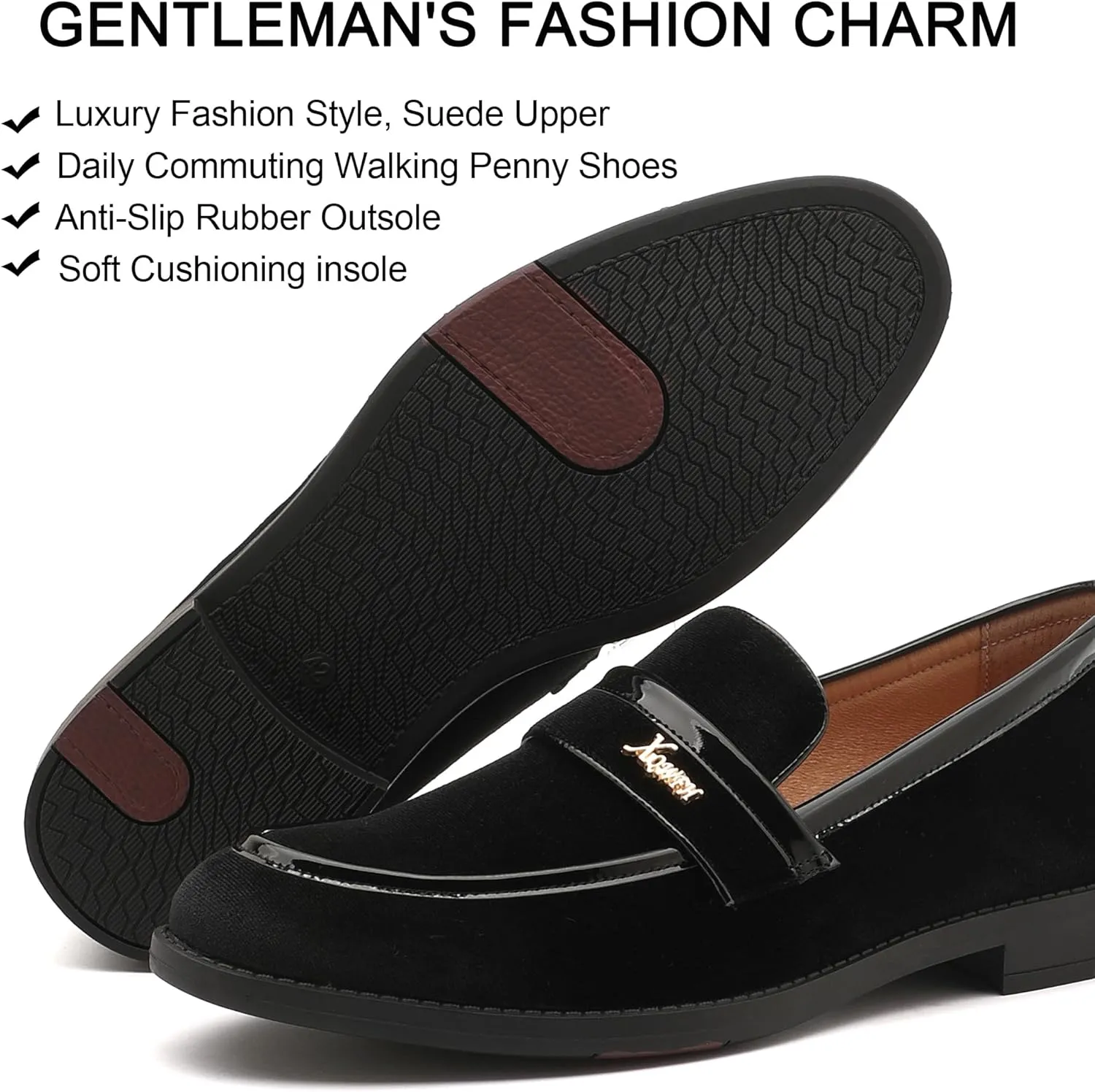 Mens Velvet Loafers, Men's Fashion Mens Dress Shoes Classic Loafers for Wedding Party Penny Dancing,Slip-On Flats Smoking Slippers Prom