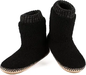 Men's Warm Up House Boots, Thick Fuzzy Sherpa Fleece Winter Moccasin Socks Non-slip Soles, Cozy Soft Comfy Indoor Shoes Rubber Grippers