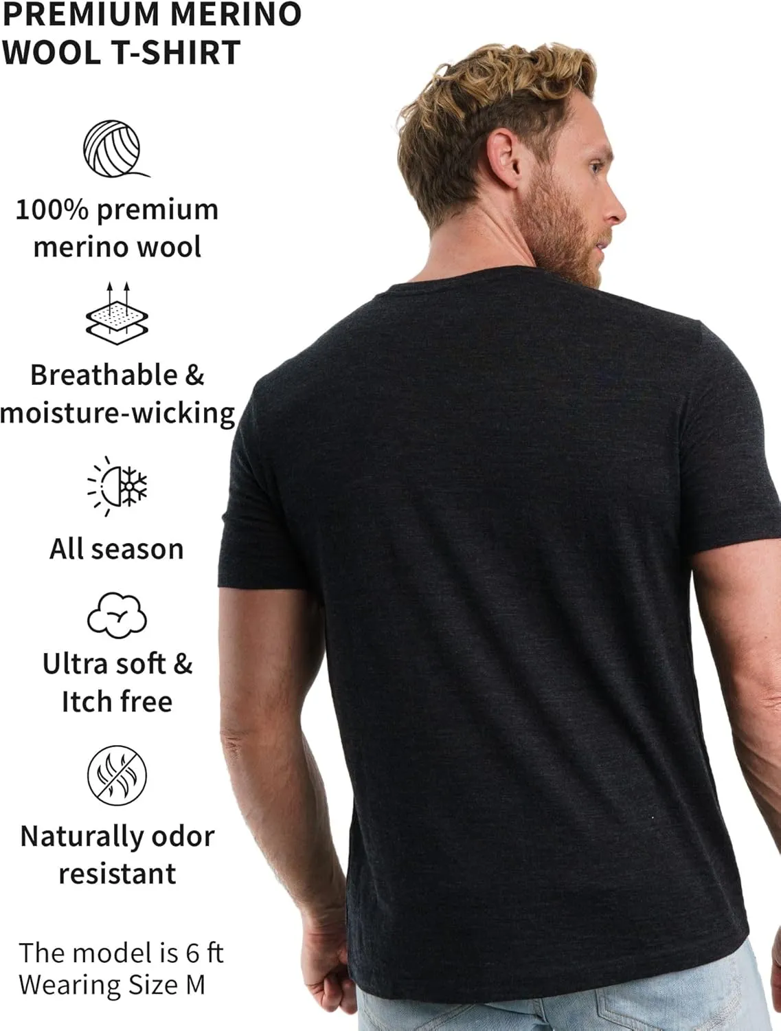 Merino.tech Merino Wool T-Shirt Mens - 100% Merino Wool Undershirt Lightweight Base Layer
