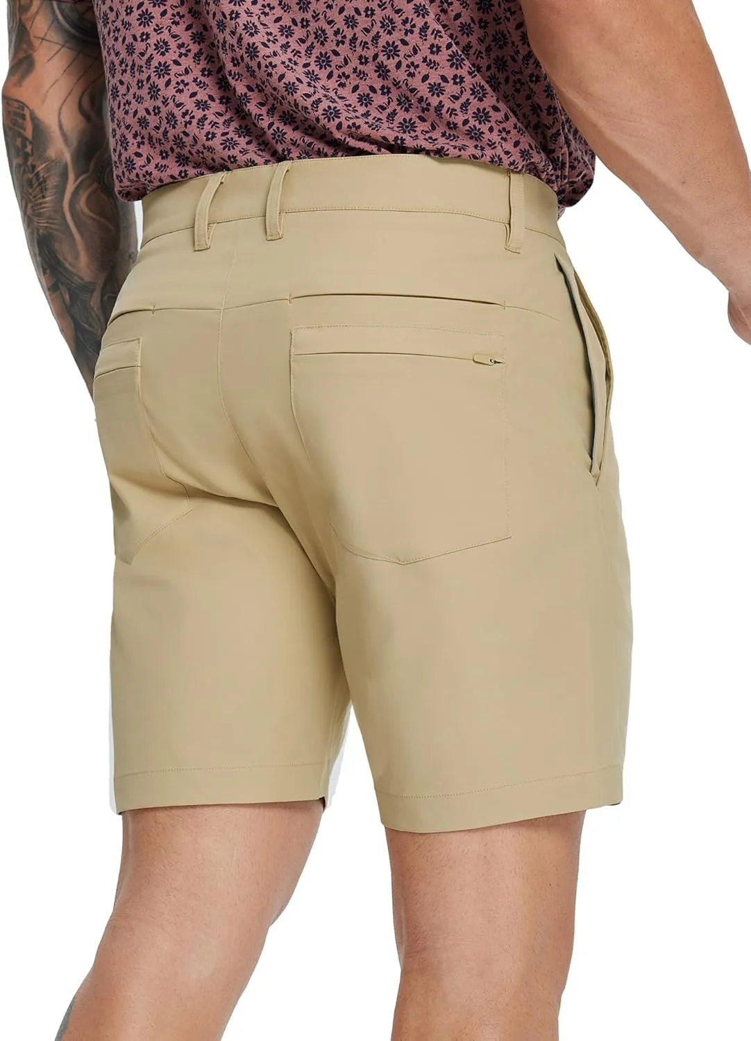 MICHEL ROUEN Golf Shorts Men 7" Solid 8 Pockets Lightweight Water-Resistant Flat Front Flex Stretch Casual Mens Dress Shorts