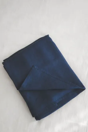 Midnight blue linen flat sheet