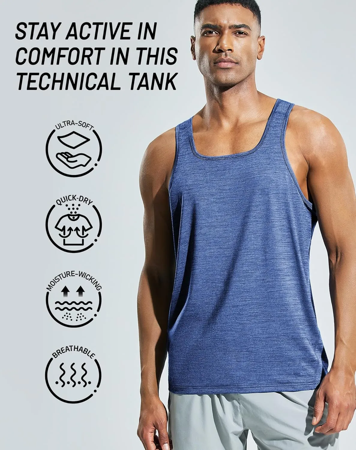 MIER Men's Sleeveless Workout Shirts Quick Dry Swim Athletic Gym Running Muscle Beach Tank Tops for Men