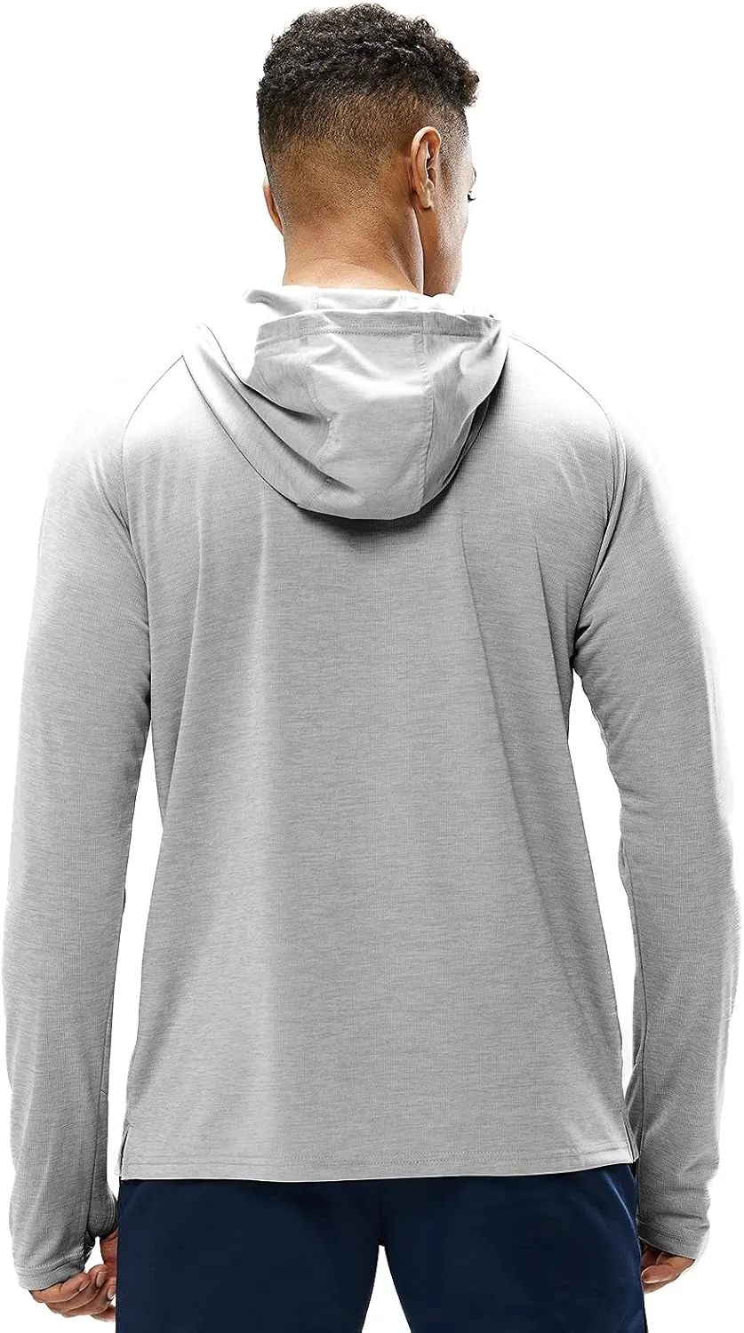 MIER Men's UPF 50  Sun Protection Hoodie Long Sleeve SPF Fishing Hiking Running Thumbhole Shirts Hooded Quick Dry Lightweight