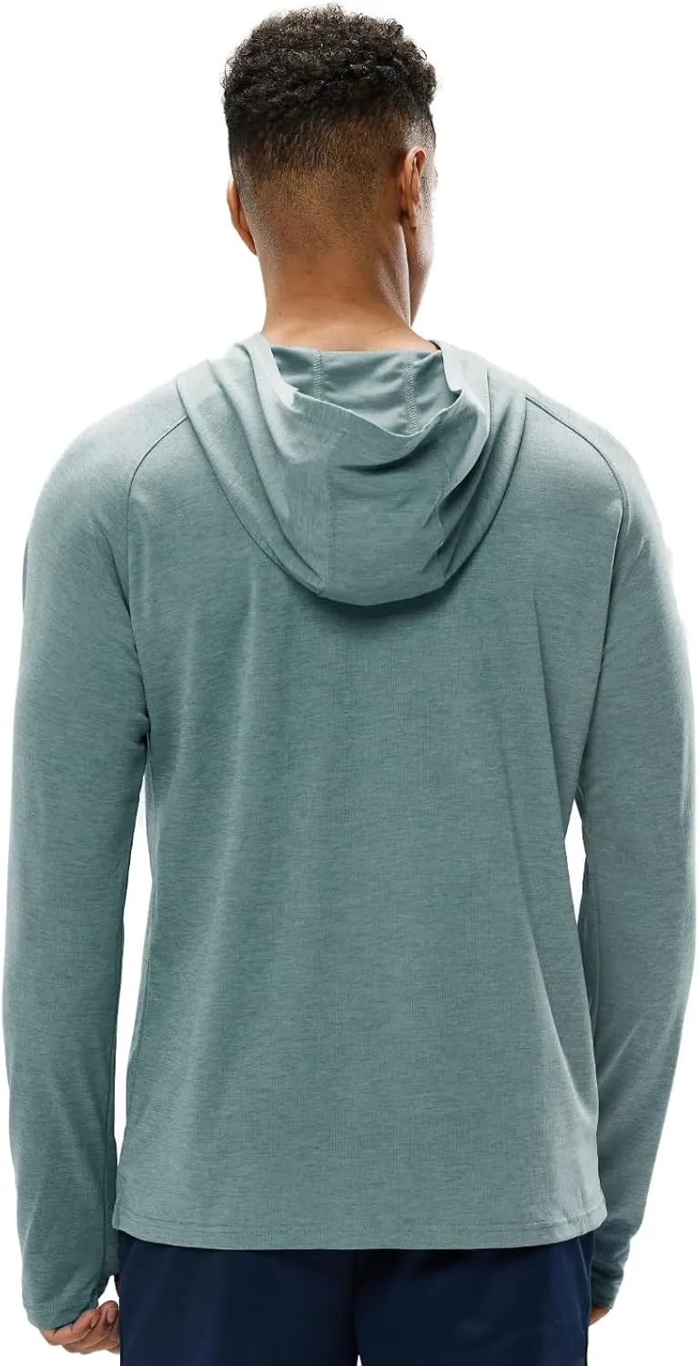 MIER Men's UPF 50  Sun Protection Hoodie Long Sleeve SPF Fishing Hiking Thumbhole Hooded Shirts Quick Dry, 3 Pack