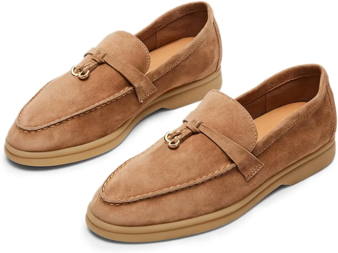 Milooey shoes Women's Round Toe Flat Loafers Comfort Slip On Moccasins Lightweight Driving Penny Loafer Casual Dress Walking Shoes Size 4-16 US