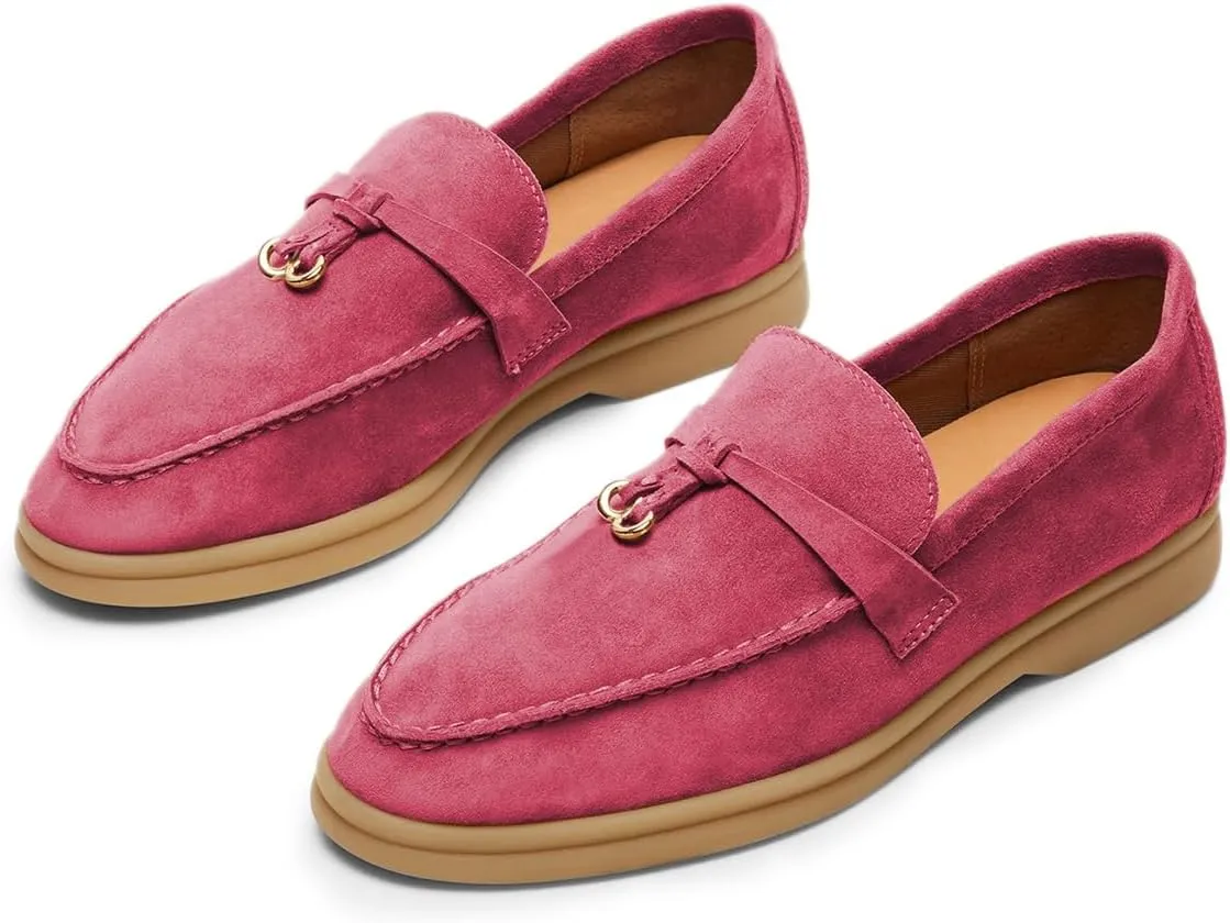Milooey shoes Women's Round Toe Flat Loafers Comfort Slip On Moccasins Lightweight Driving Penny Loafer Casual Dress Walking Shoes Size 4-16 US