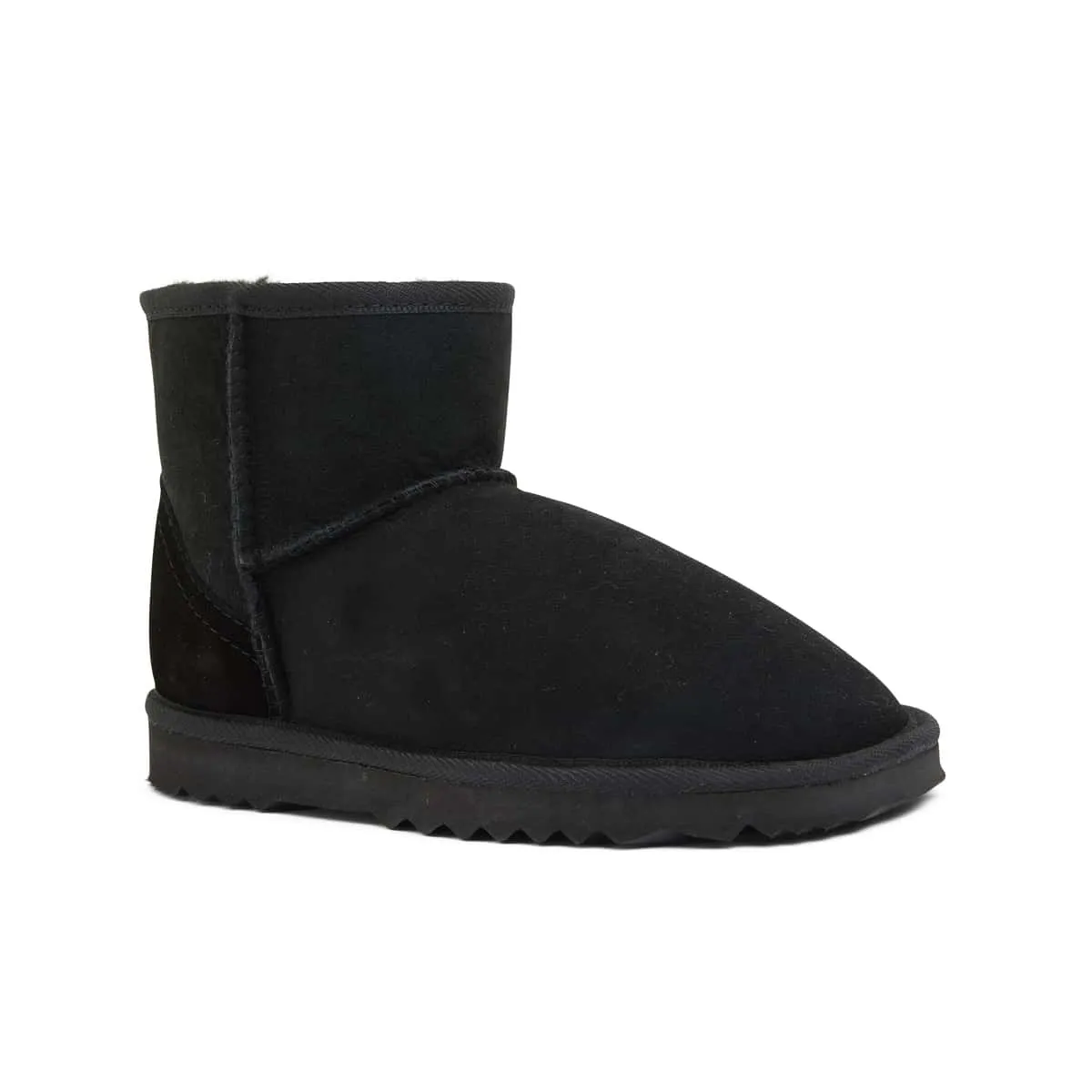 Mini Slipper in Black Smooth Fabric
