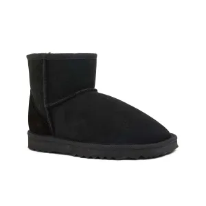 Mini Slipper in Black Smooth Fabric