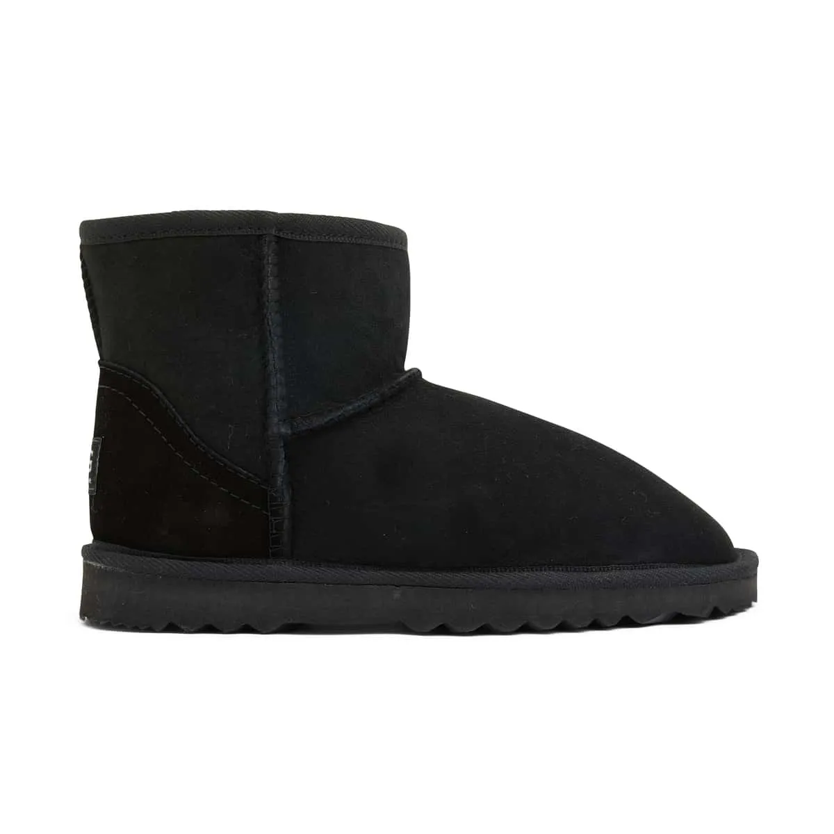 Mini Slipper in Black Smooth Fabric