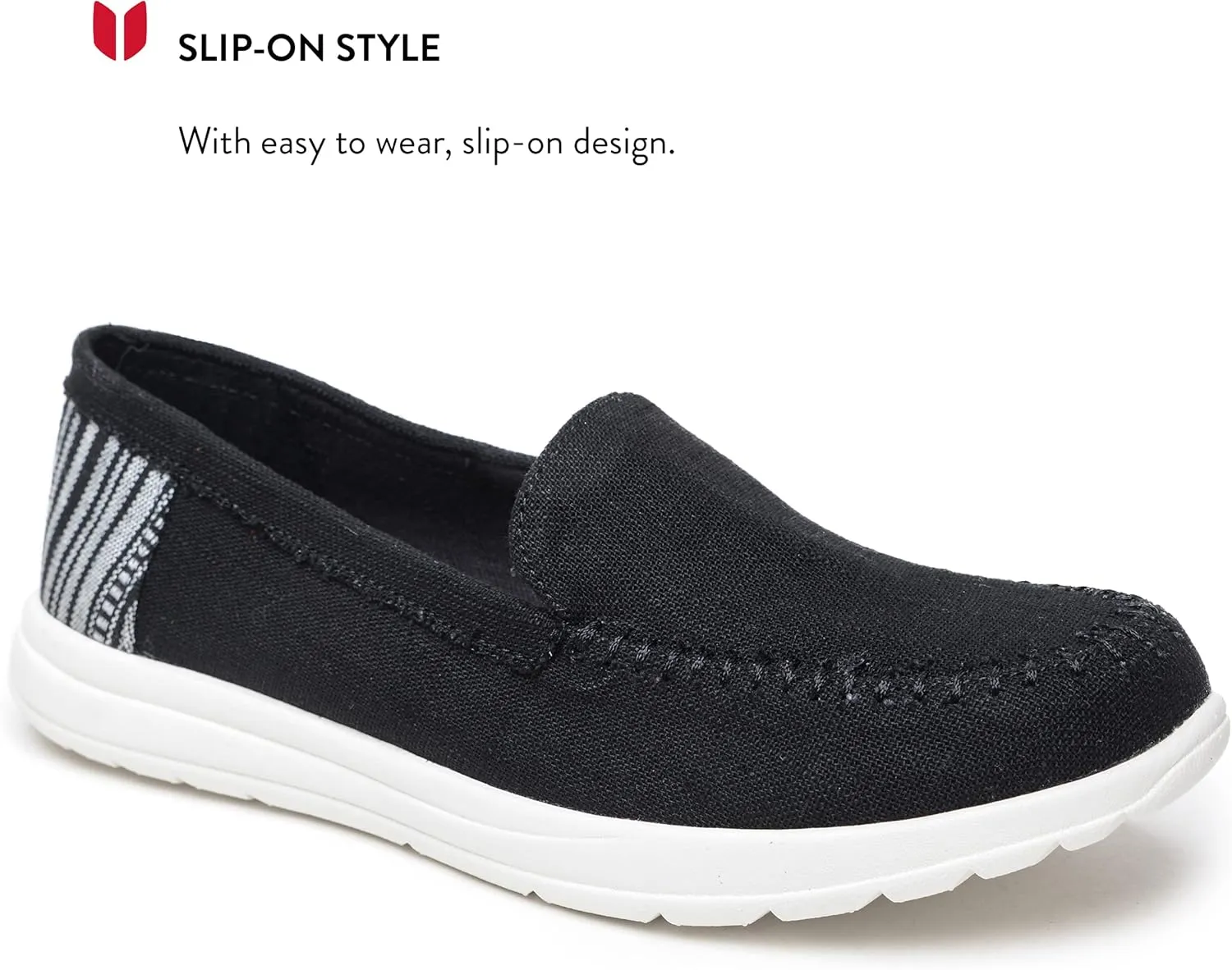 Minnetonka Discover - Women’s Woven Slip-Ons Featuring Fabric Upper, Memory Foam Insole, Easy-to-Wear Design, and EVA Rubber Outsole - Perfect for Everyday Casual Wear