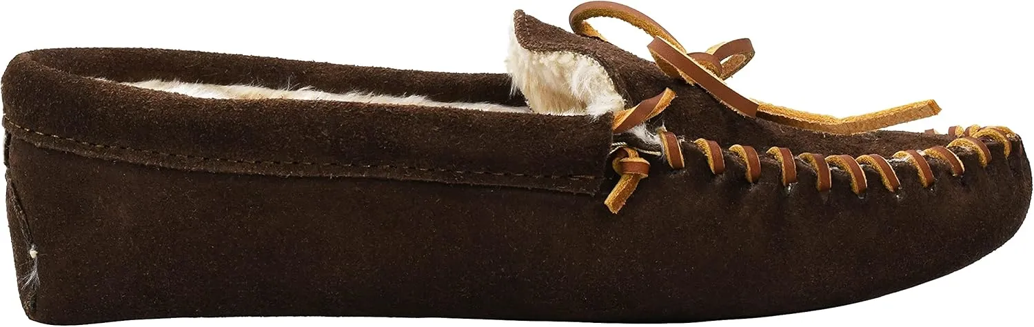 Minnetonka Men's Pile Lined Soft Leather Sole Slipper