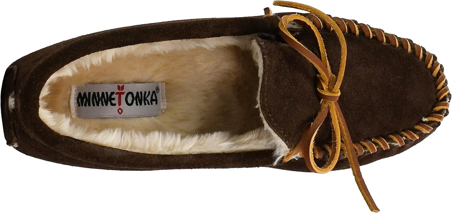Minnetonka Men's Pile Lined Soft Leather Sole Slipper
