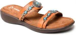 Minnetonka Women's Brenn Slide Sandal, Cognac, Size 8