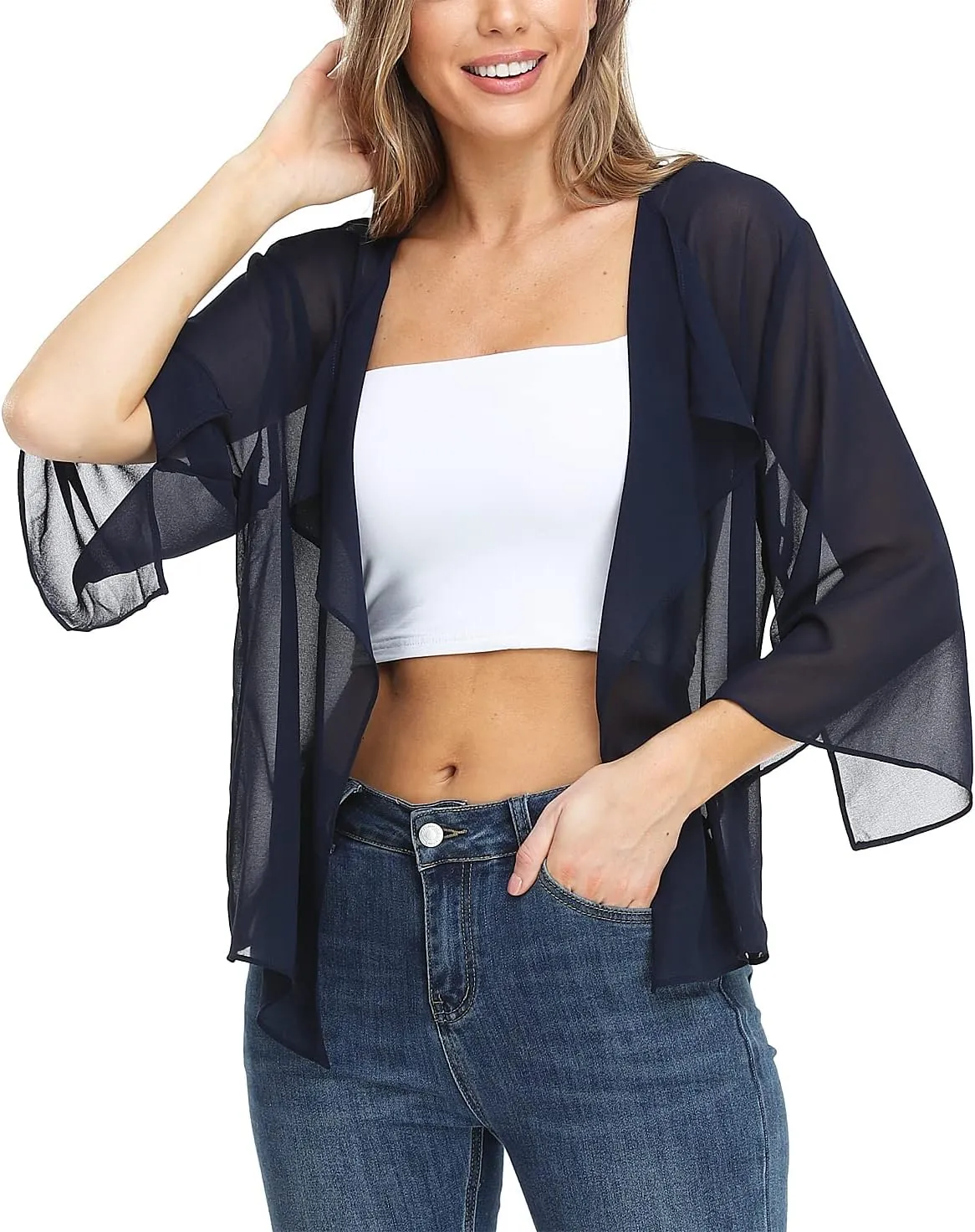 MISS MOLY Women Summer Bolero Shrug Cardigans Chiffon Loose Kimono Lightweight Shawl Cape Cover Ups