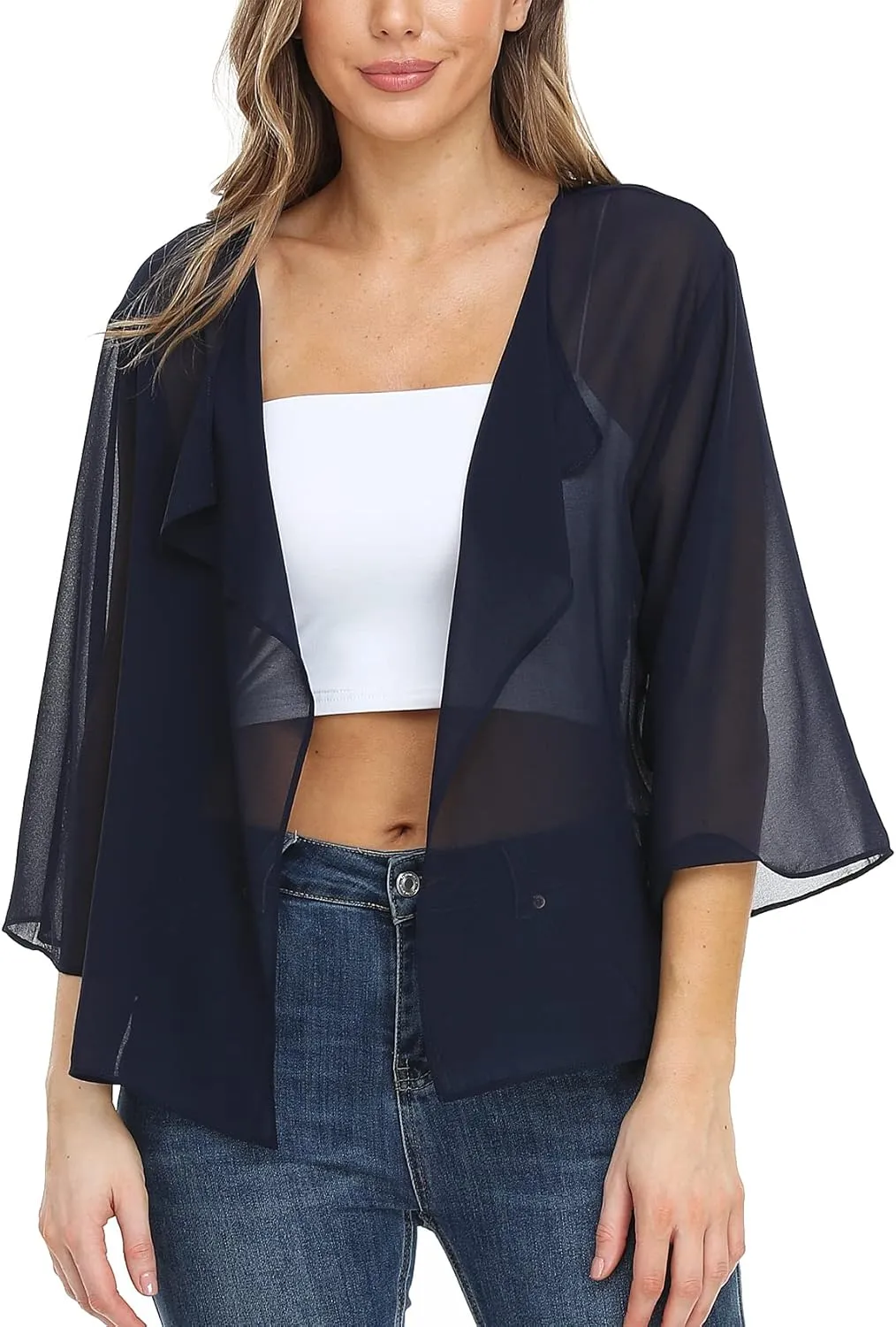 MISS MOLY Women Summer Bolero Shrug Cardigans Chiffon Loose Kimono Lightweight Shawl Cape Cover Ups