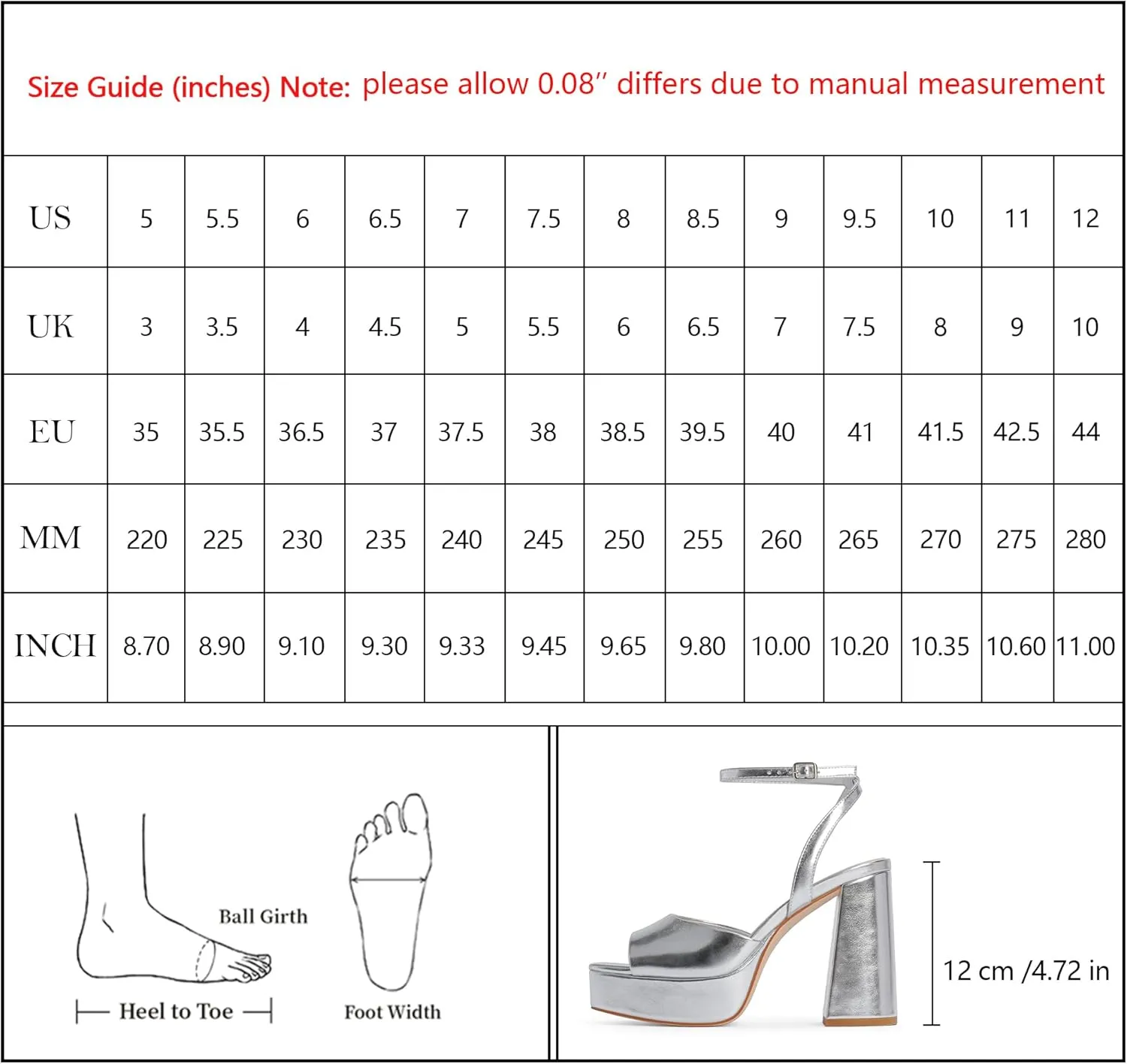Modatope Platform Heels for Women Platform Sandals Womens Chunky Heel Open Toe Pumps Ankle Strap Womens Wedding Party Pumps Shoes