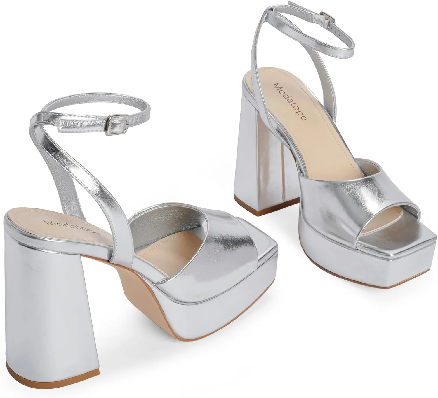 Modatope Platform Heels for Women Platform Sandals Womens Chunky Heel Open Toe Pumps Ankle Strap Womens Wedding Party Pumps Shoes