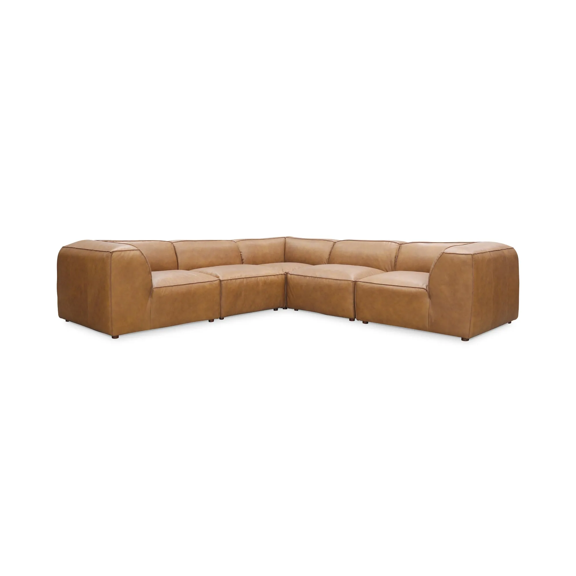 Moe's Home Collection Form Classic L-Shaped Modular Sectional ~ Sonoran Tan Leather