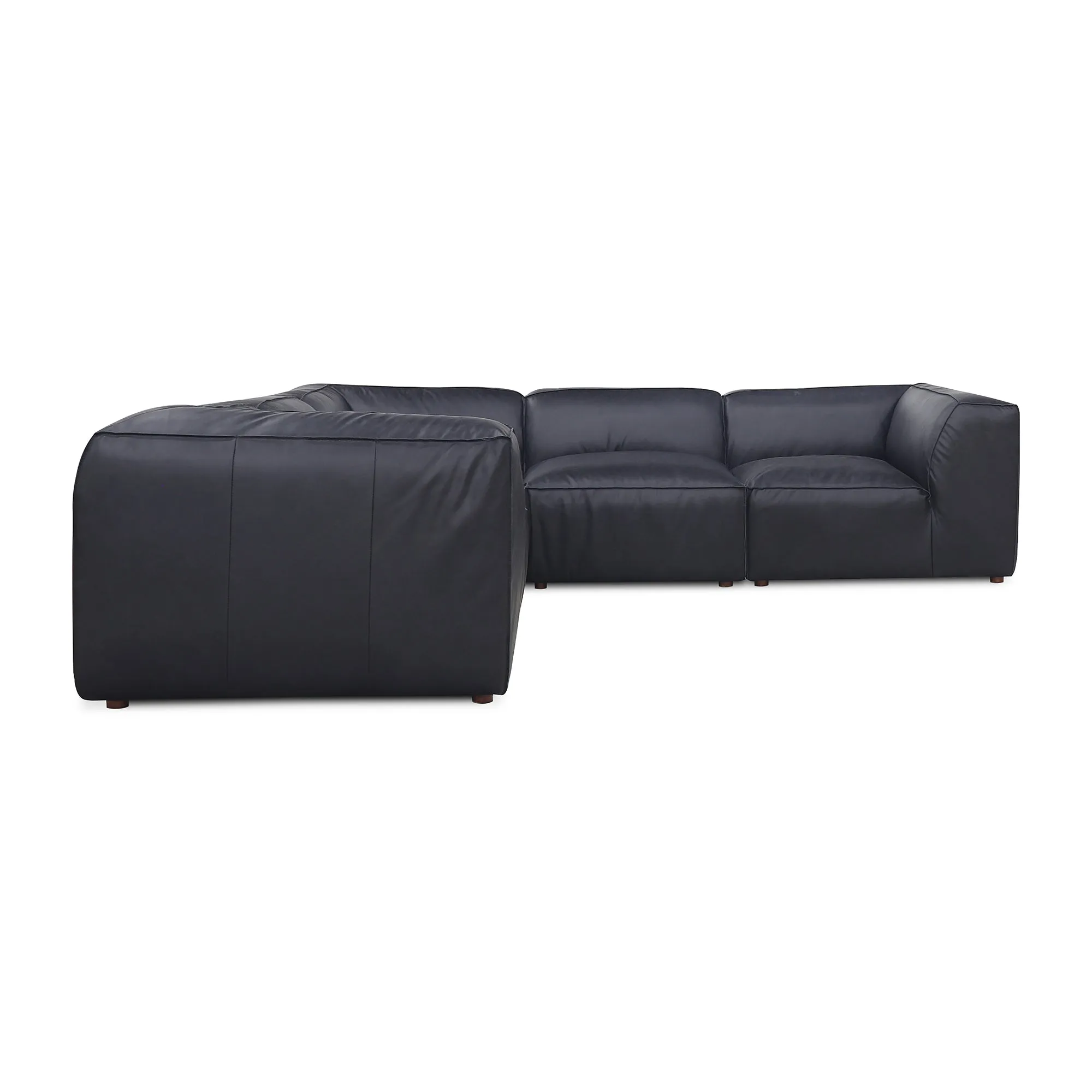 Moe's Home Collection Form Classic L-Shaped Modular Sectional ~ Vantage Black Leather