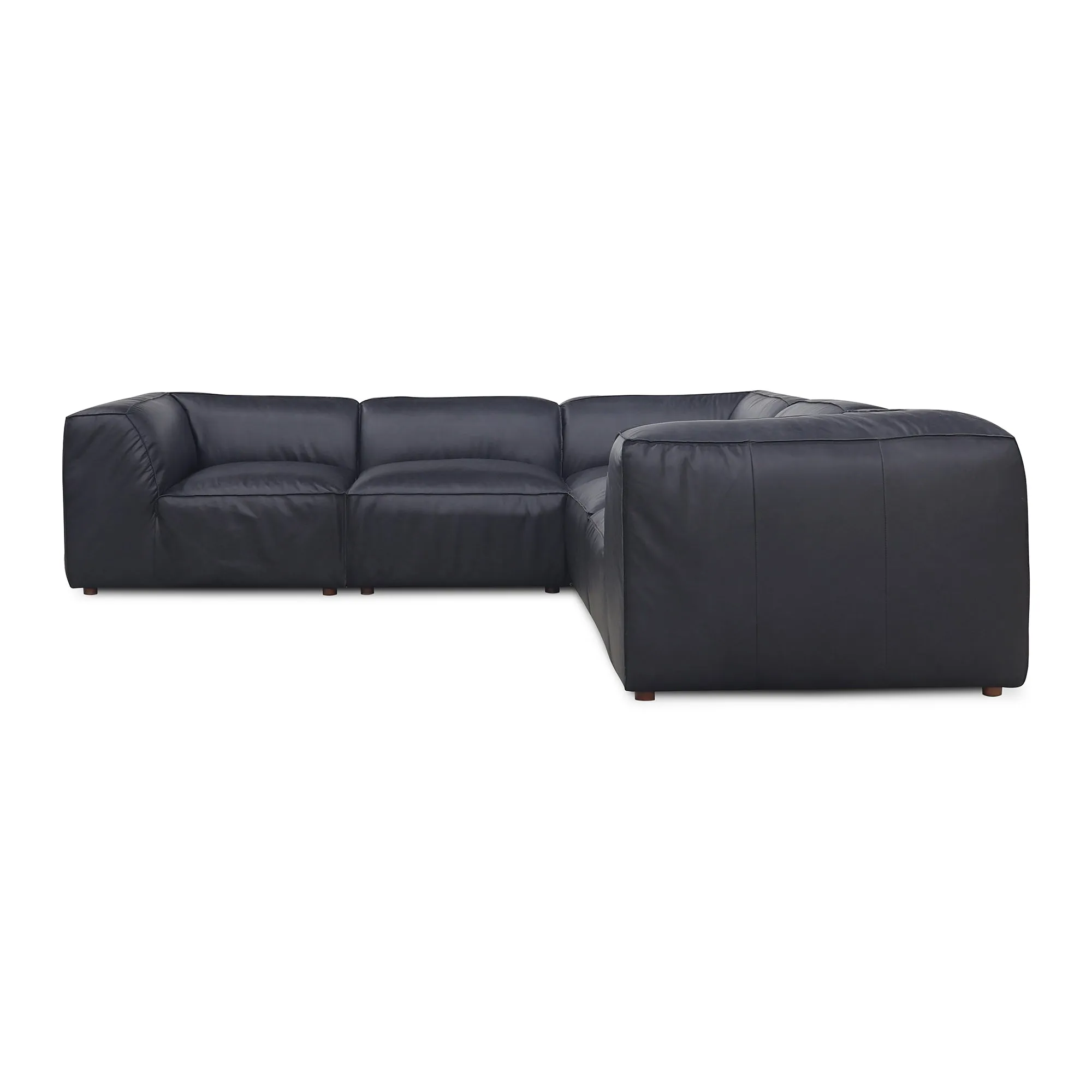 Moe's Home Collection Form Classic L-Shaped Modular Sectional ~ Vantage Black Leather