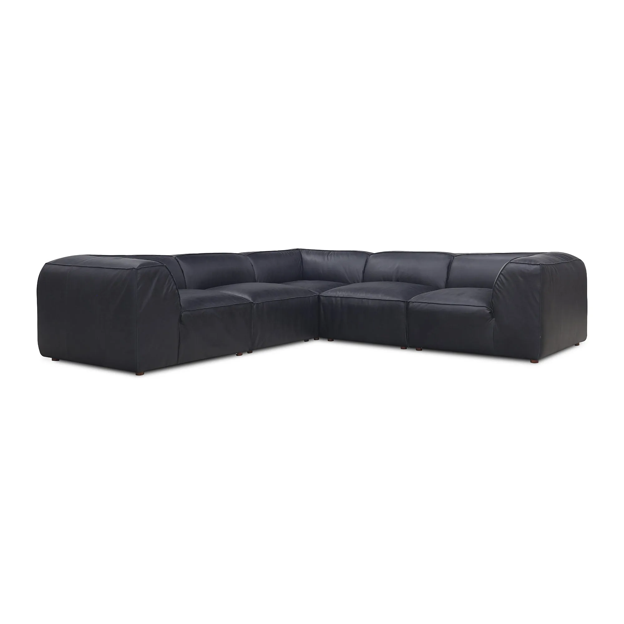 Moe's Home Collection Form Classic L-Shaped Modular Sectional ~ Vantage Black Leather