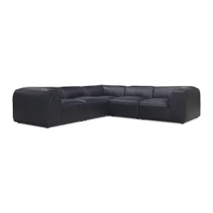 Moe's Home Collection Form Classic L-Shaped Modular Sectional ~ Vantage Black Leather