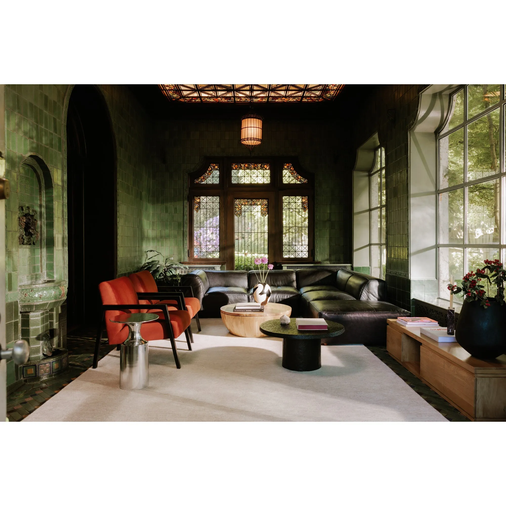 Moe's Home Collection Form Classic L-Shaped Modular Sectional ~ Vantage Black Leather