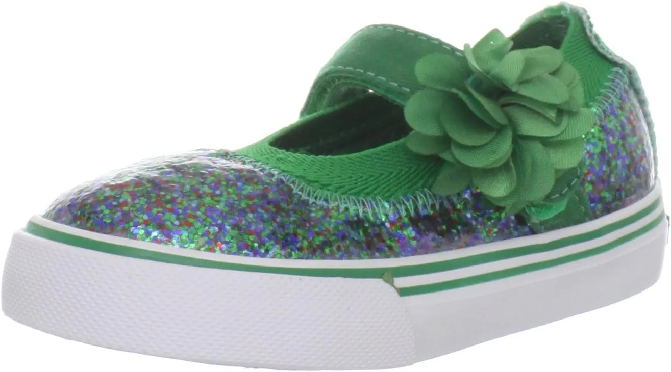 Morgan & Milo Kid's Sparkle Floral Mary Jane Sneaker (Infant/Toddler/Little Kid), Kelly, 8.5 M US Toddler