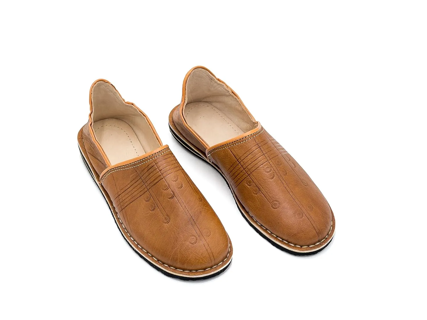 Moroccan babouche shoe, Leather slipper, Unisex Handmade Babouches slippers Dyed With Natural Color, babouche men, babouche women (38 EU, orange)