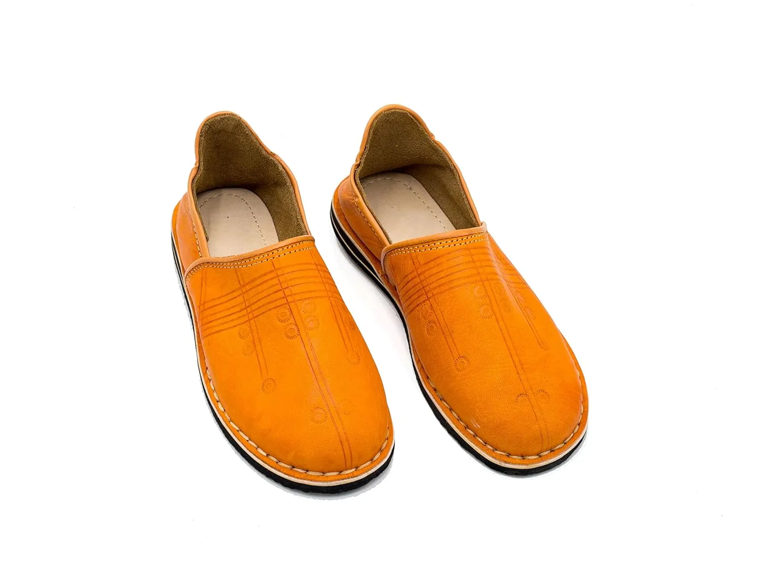 Moroccan babouche shoe, Leather slipper, Unisex Handmade Babouches slippers Dyed With Natural Color, babouche men, babouche women (38 EU, orange)