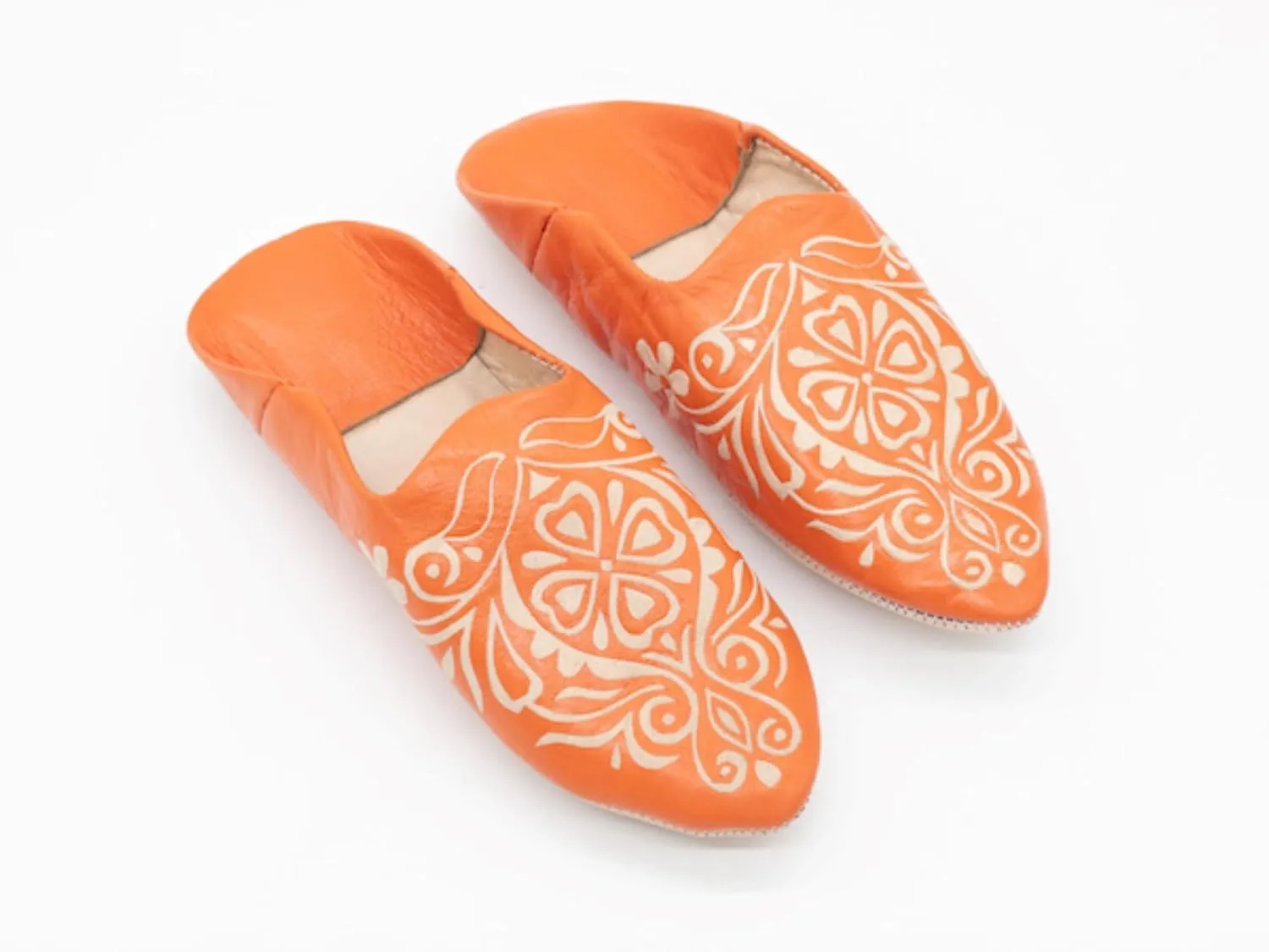Moroccan babouche slipper, Leather slipper, women Handmade Babouches slippers Dyed With Natural Color, Lady babouche, Babouche women (41 EU, Orange)