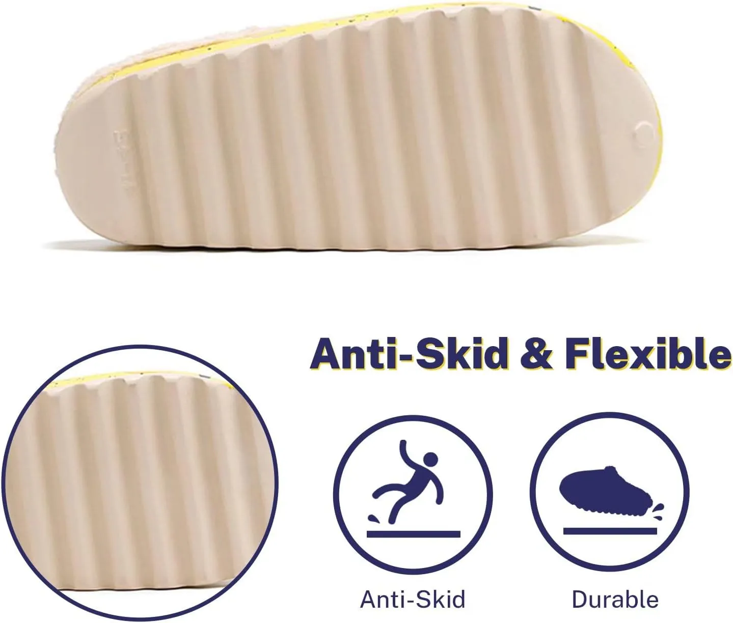 Mukinrch Unisex Adults Faux Fur EVA One Size Slipper, Fuzzy, Slip-On, Round Toe, Plush Lining