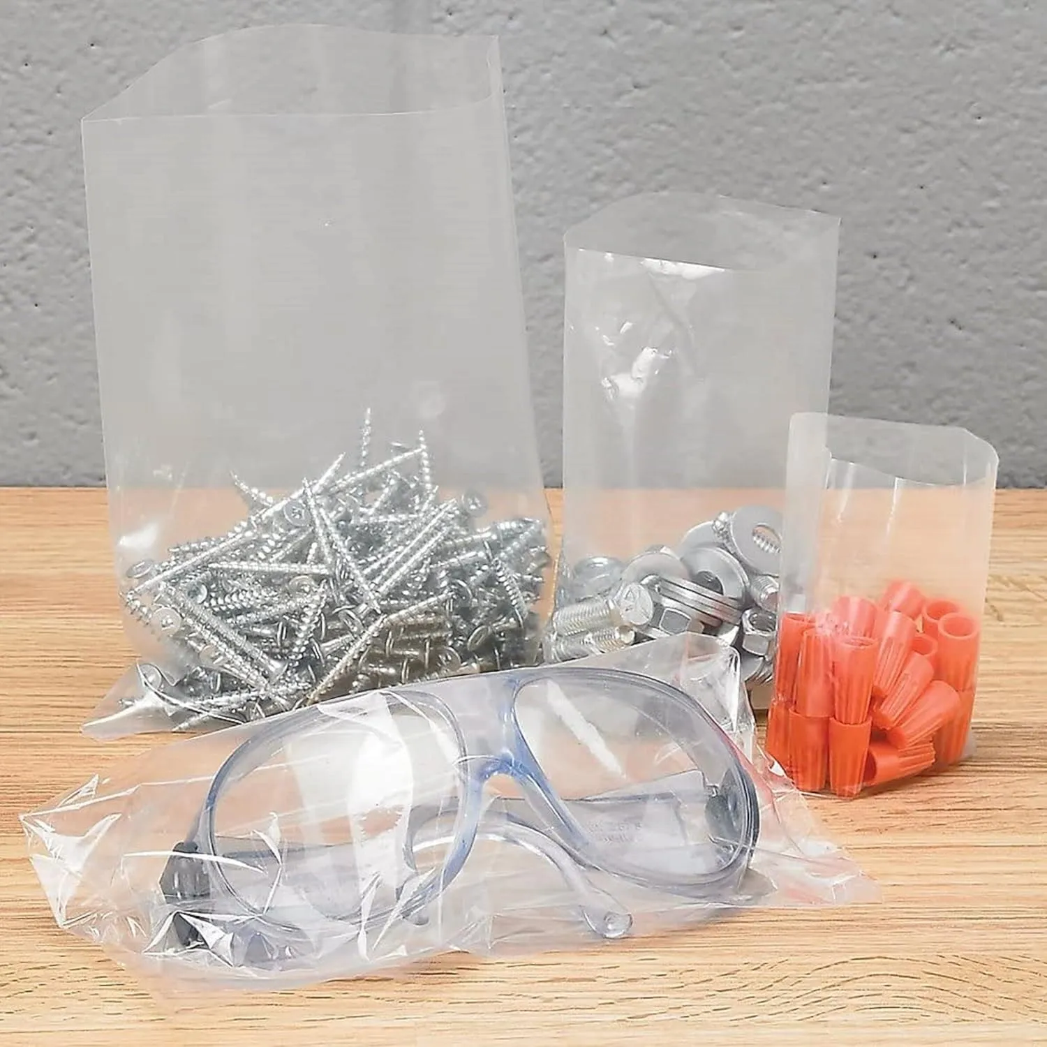 Multiple Sizes Clear Flat Poly Bags, 1.5Mil 7" X 15" & 100 Bags | Low-Density Polyethylene (LDPE), Flat Open Top Plastic Packaging Packing | Flexible and Durable Plastic Bags